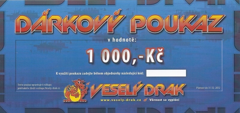 Dárkový poukaz (voucher) v hodnotě 1 000,- Kč