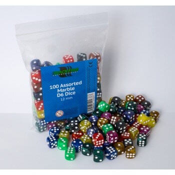 Kostka Blackfire Marble 12 mm D6 - jednobarevná