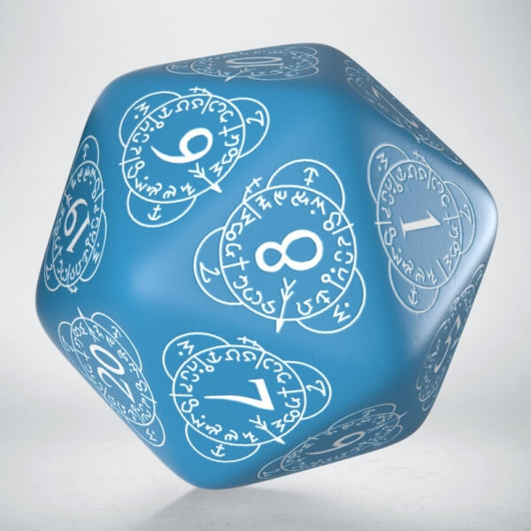 Kostka D20 Level Counter Blue and White 30 mm