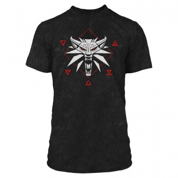 Zaklínač černé tričko Witcher 3 Wolf Signs Premium