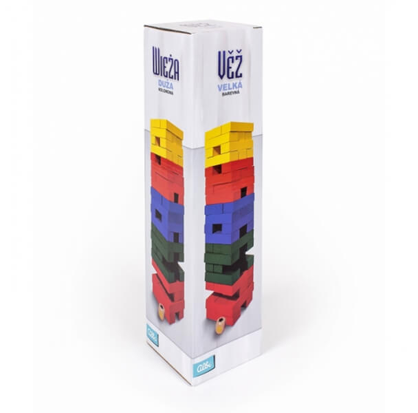 Jenga - Velká barevná věž s kostkou