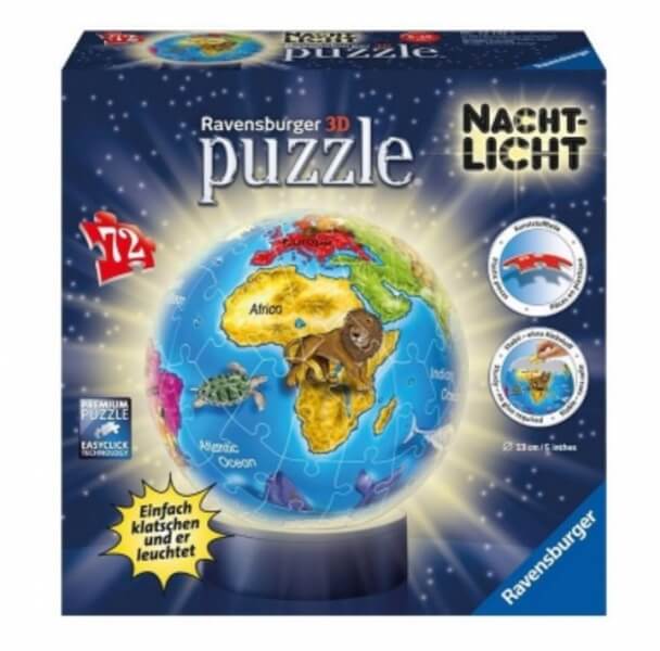 3D Puzzle Ravensburger Puzzleball Globus - svítící - 72 dílů