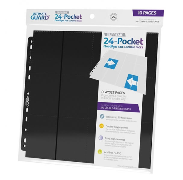 Stránka do alba Ultimate Guard 24-Pocket Side-loading Pages QuadRow - Black (10 ks)