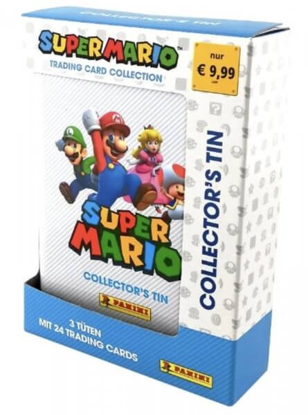 Super Mario plechovka se 3 balíčky karet - bílá