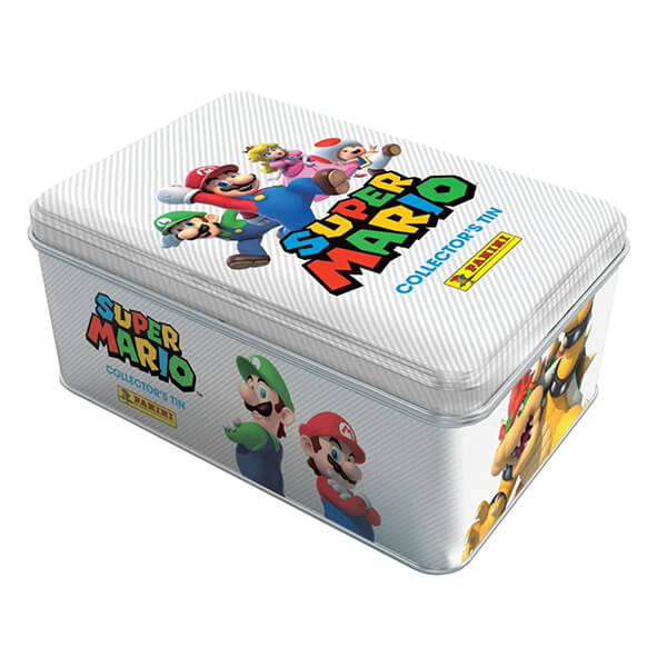 Super Mario plechovka s 6 balíčky karet - bílá