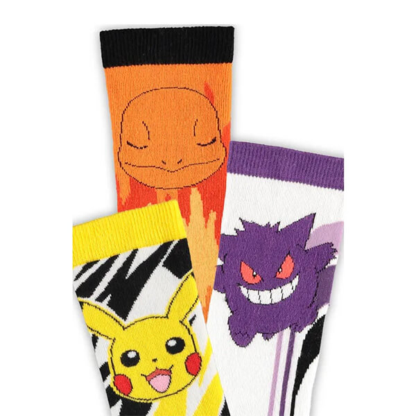 Pokémon ponožky - Pikachu, Charmander, Gengar - 3-Pack