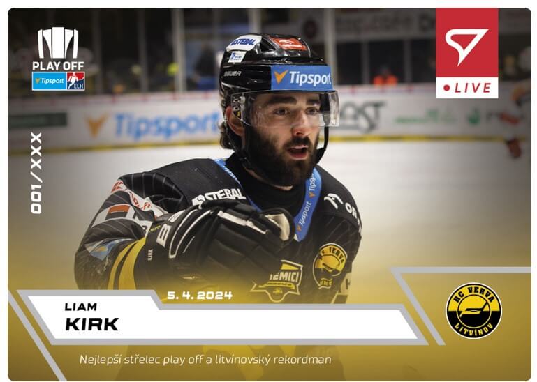 Hokejová karta Live Tipsport 2023-2024 - L-80 Liam Kirk
