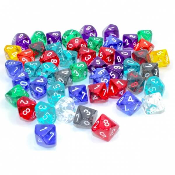 Kostka Translucent D10 Loose Polyhedral Dice (29610) - 1 ks
