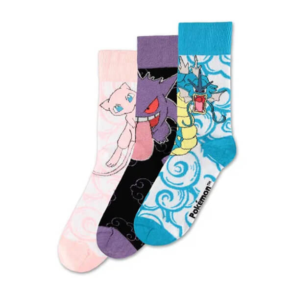 Pokémon ponožky - Gengar, Mew, Gyarados - sada 3 ks