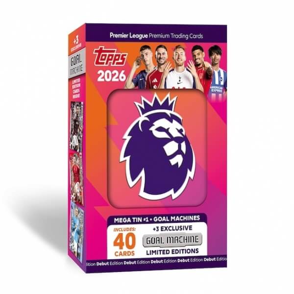 2025-2026 Topps Premier League Mega Tin #1 Goal Machine červená - fotbalové karty
