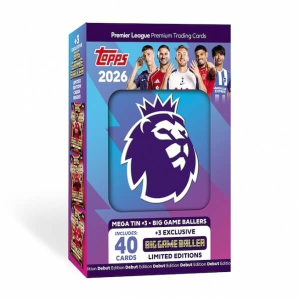 2025-2026 Topps Premier League Mega Tin #3 Big Game Ballers modrá - fotbalové karty