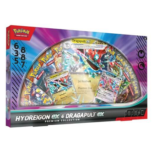 Pokémon Hydreigon ex a Dragapult ex Premium Collection Box