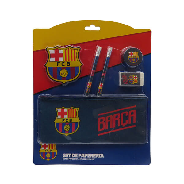 FC Barcelona - školní set s modrým penálem (tužky, guma + ořezávátko)