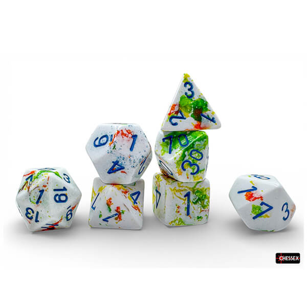 Sada kostek Chessex Brush Polyhedral - Breezy/blue 7-Die Set