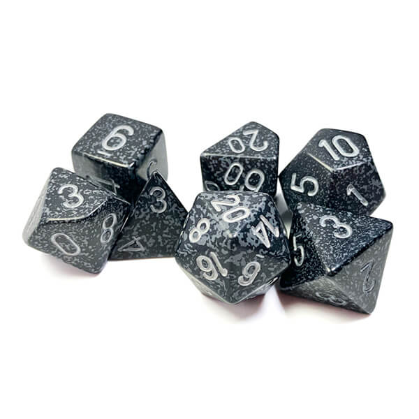 Sada kostek Chessex Speckled Polyhedral 7-Die Set - Ninja CHX25318