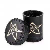 Call of Cthulhu Leather Dice Cup Black and Green-Golden - otevřený kelímek