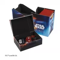 Krabicka Star Wars Unlimited Soft Crate - Rey Kylo Ren otevrena s zetony