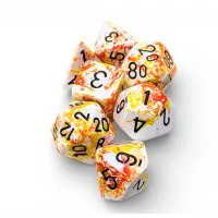 Sada kostek Chessex Brush Polyhedral - Sunrise/black 7-Die Set