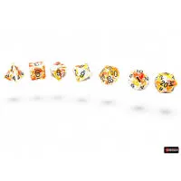 Sada kostek Chessex Brush Polyhedral - Sunrise/black 7-Die Set