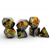 Sada kostek Chessex Brush Polyhedral - Deep Forest/gold 7-Die Set