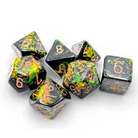 Sada kostek Chessex Brush Polyhedral - Deep Forest/gold 7-Die Set