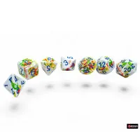 Sada kostek Chessex Brush Polyhedral - Breezy/blue 7-Die Set