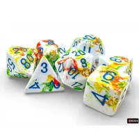 Sada kostek Chessex Brush Polyhedral - Breezy/blue 7-Die Set