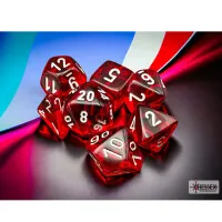 Sada kostek na RPG Chessex Translucent Red/white Polyhedral 7-Dice Set