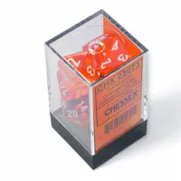 Kostky pro RPG Chessex Translucent Orange/white Polyhedral 7-Dice Set